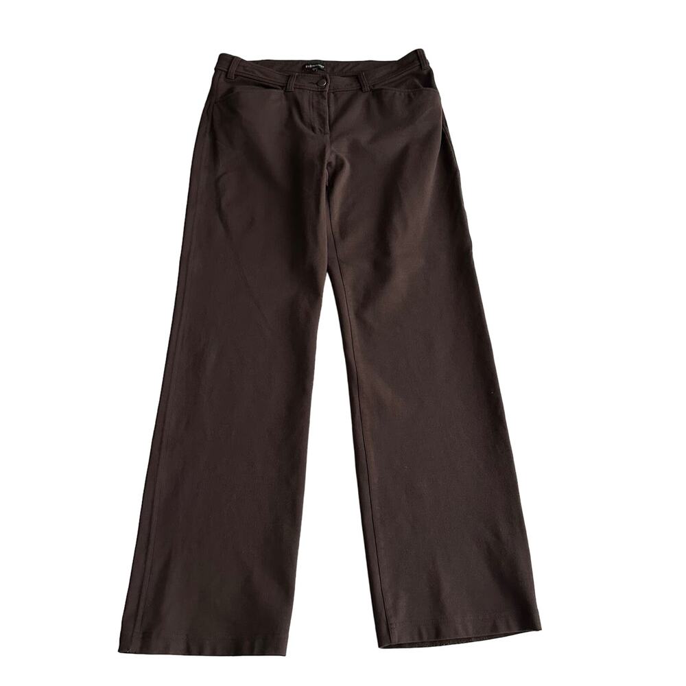 Eileen Fisher Rayon Blend Flat Front Wide Leg Brown Office Workwear Pants‎ S